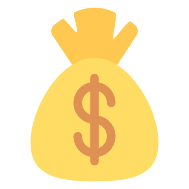 a gold bag with a dollar sign inside