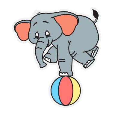 an elephant balancing on top of a ball