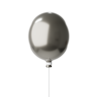 a silver balloon on a white background