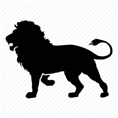 a black and white silhouette of a lion