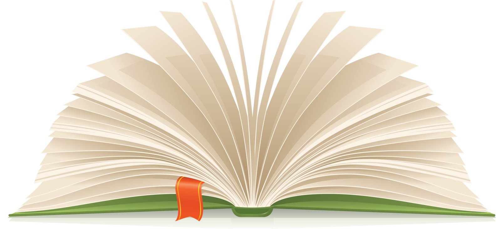 an open book on a white background