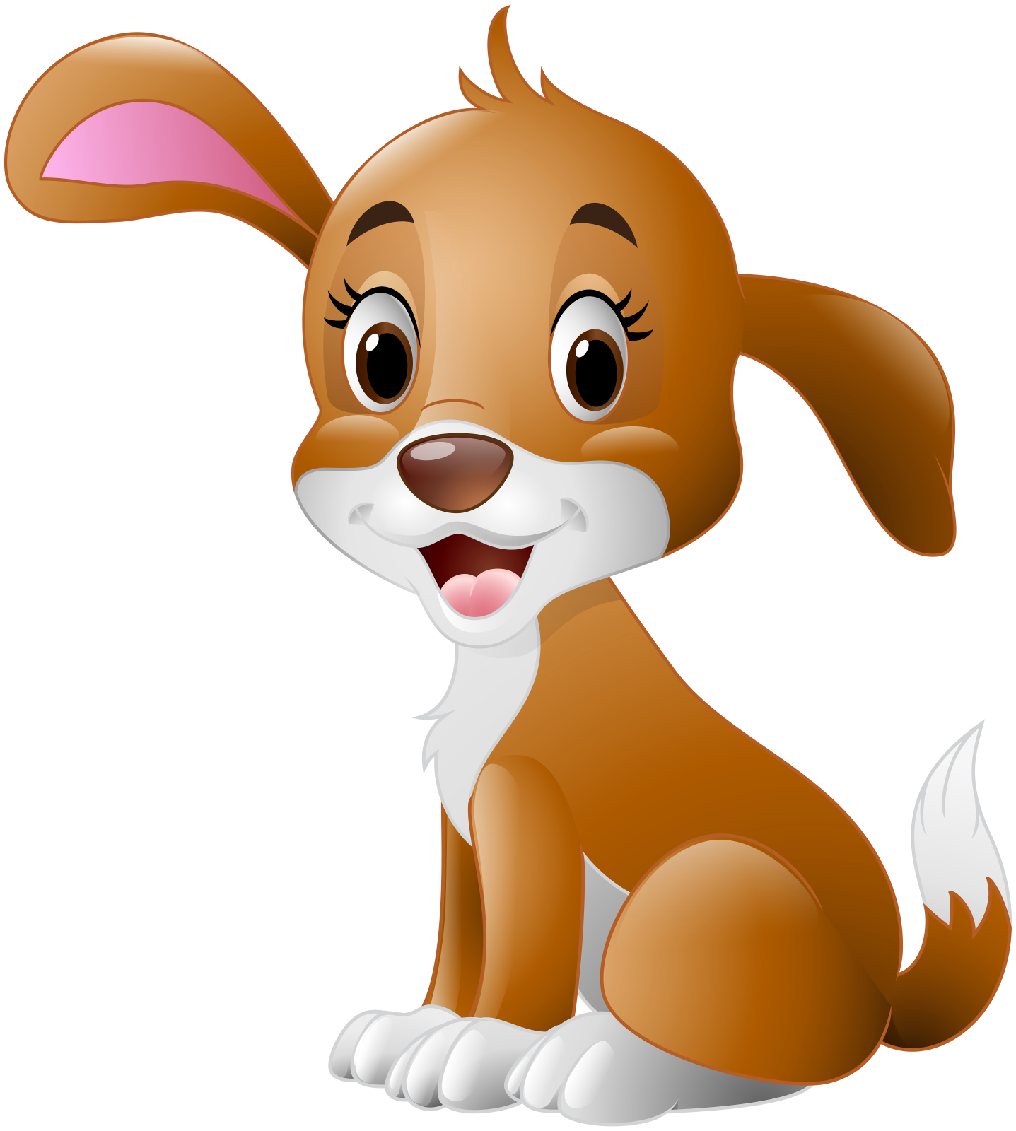 a cartoon dog sitting down on the ground