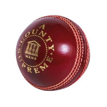a red leather cricket ball on a white background