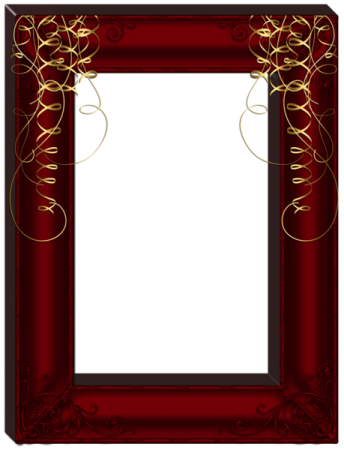 a red frame with gold swirls on it