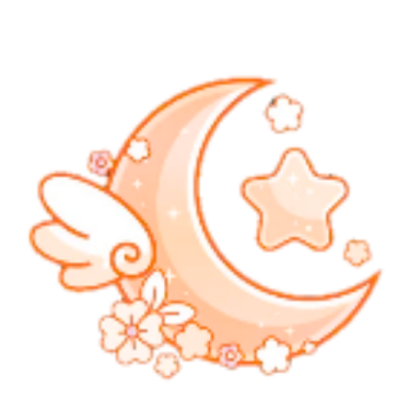 a cartoon moon with stars and flowers