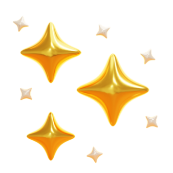 three golden stars on a white background