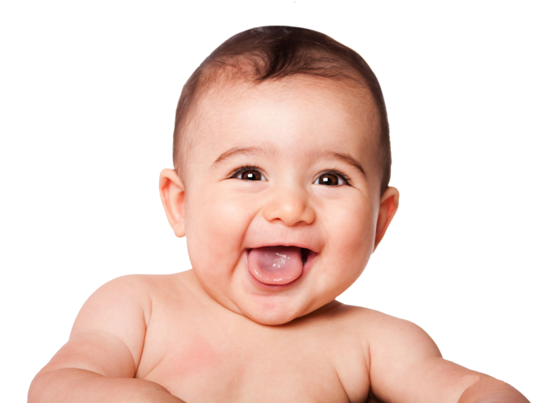 a baby is sticking his tongue out