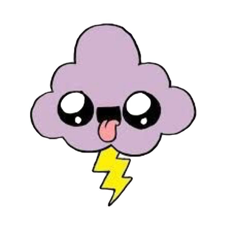 a purple cloud with a lightning bolt on it