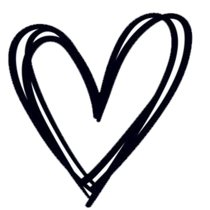 a heart drawn in black ink on a white background
