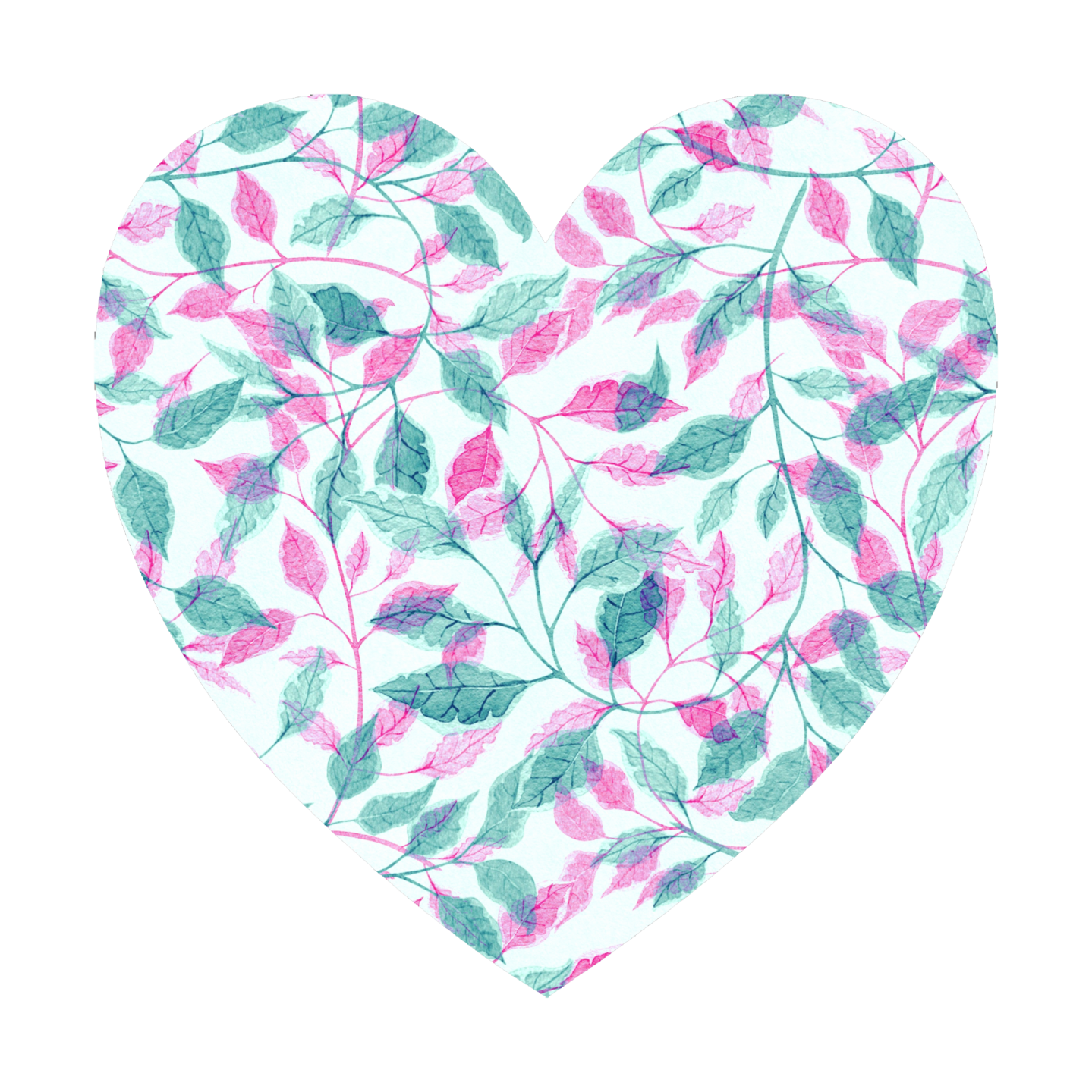 a heart made out of pink and green leaves