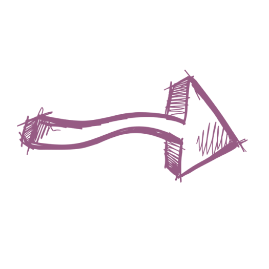 a purple arrow with a white background
