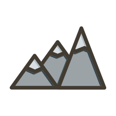 a mountain icon on a white background
