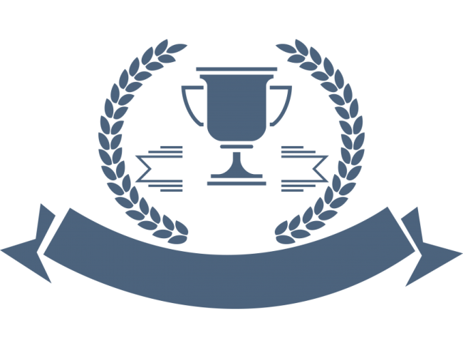 a trophy with a ribbon around it