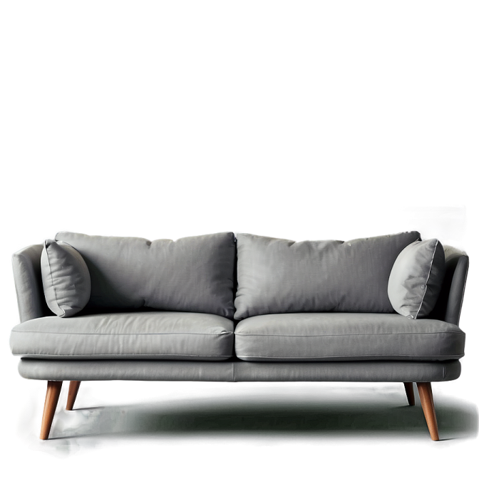 a grey couch with two pillows on it