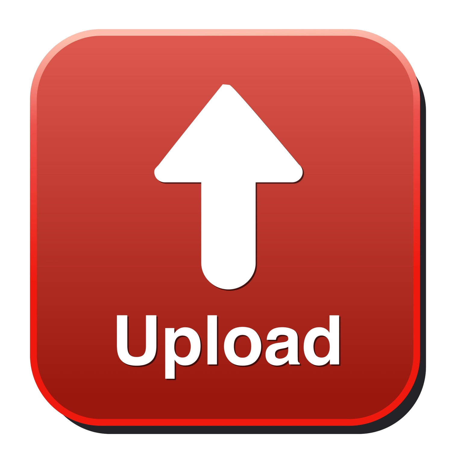 a red upload button with an arrow