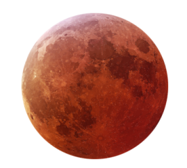 a red moon with a white background