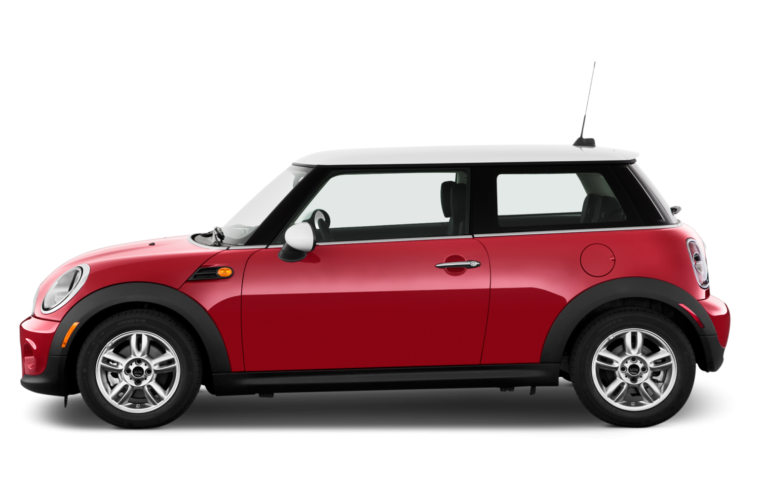 a red mini car on white background