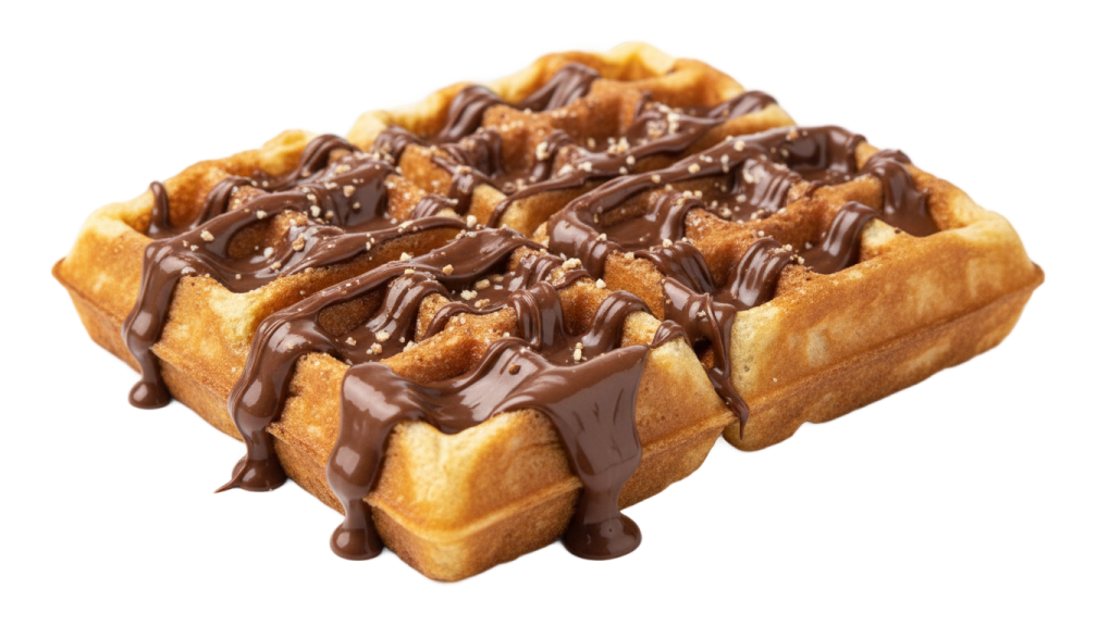 a wa with chocolate on top of it