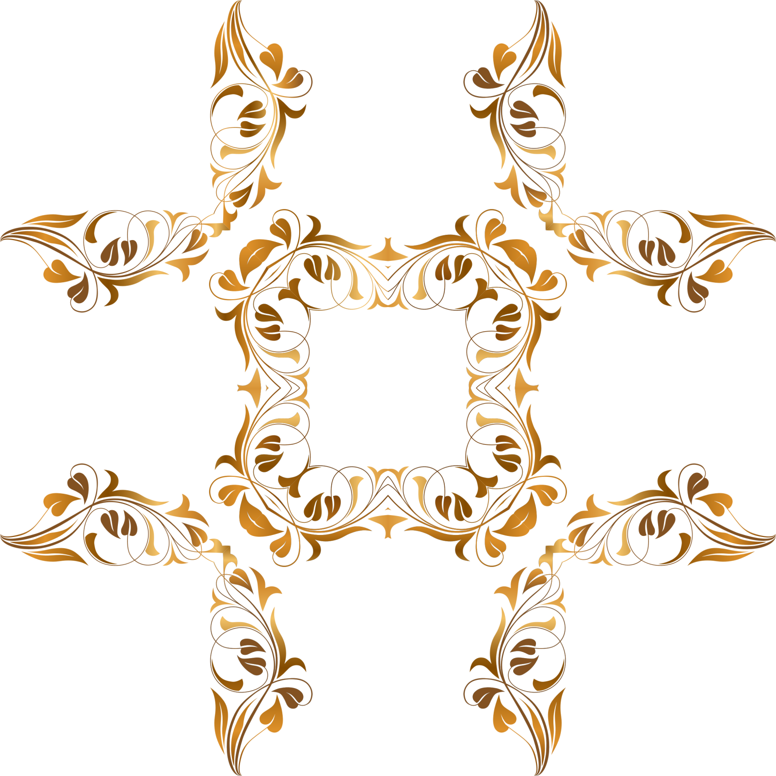 a gold and white floral design