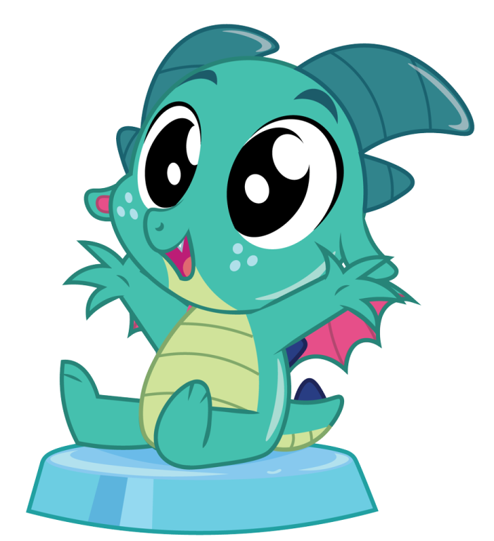 a little green dragon sitting on top of a blue bowl