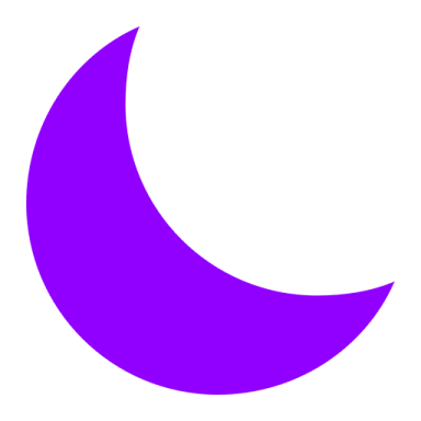 a purple crescent on a white background
