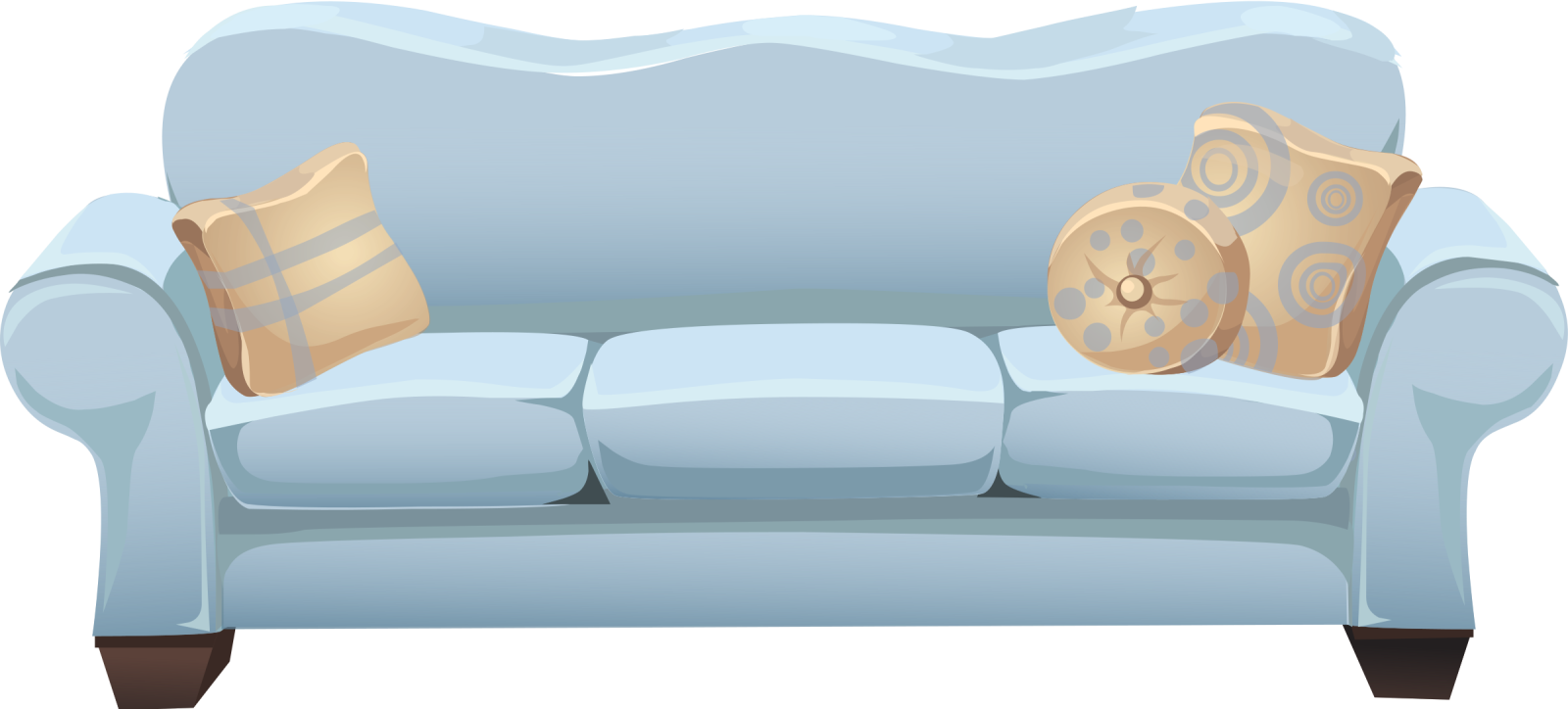 a blue couch with pillows on it