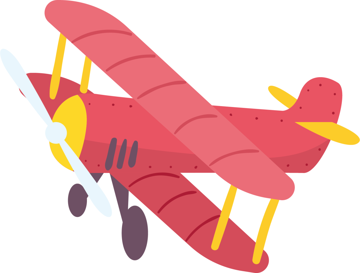 a red and yellow airplane with two propellers