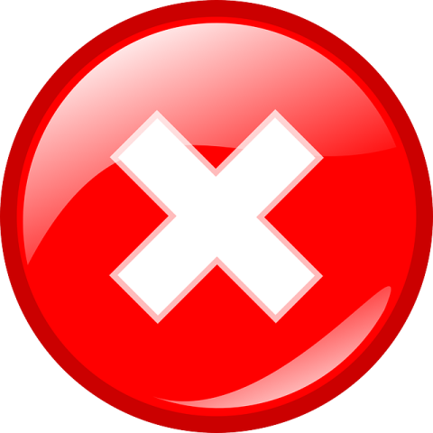 a red button with an x sign on it