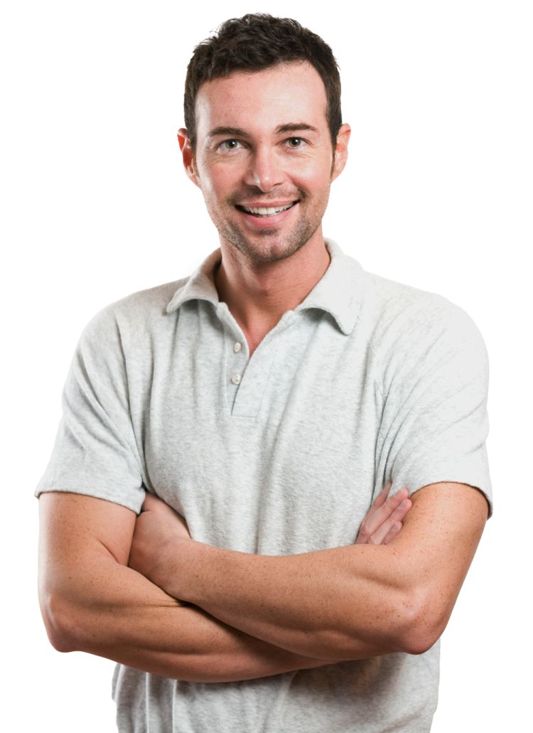 a smiling man with his arms crossed