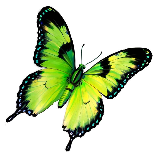 a green butterfly on a white background