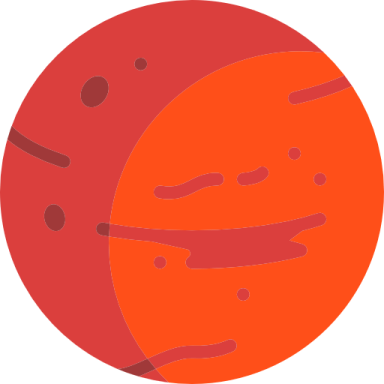 an orange planet with a white background