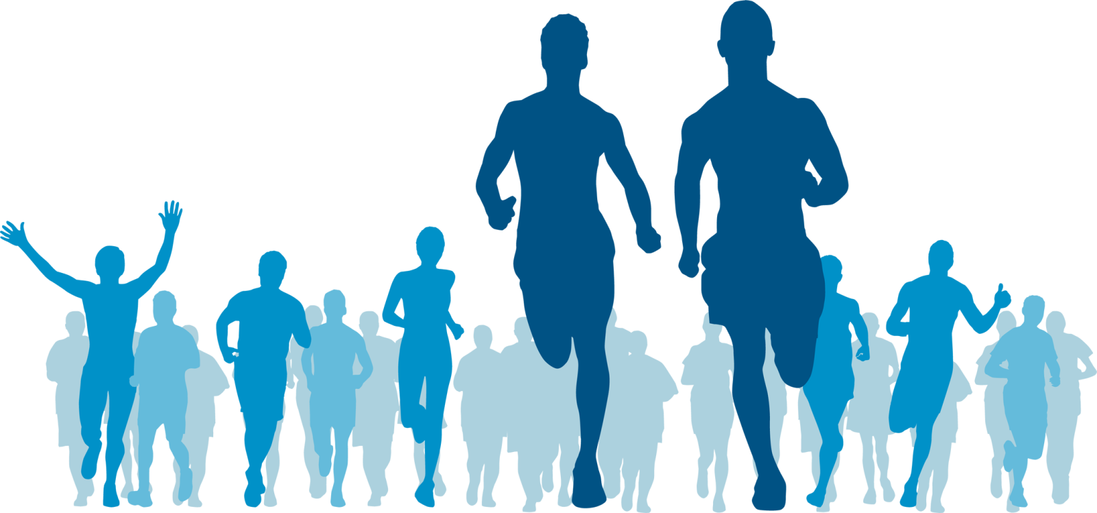 a group of people running together