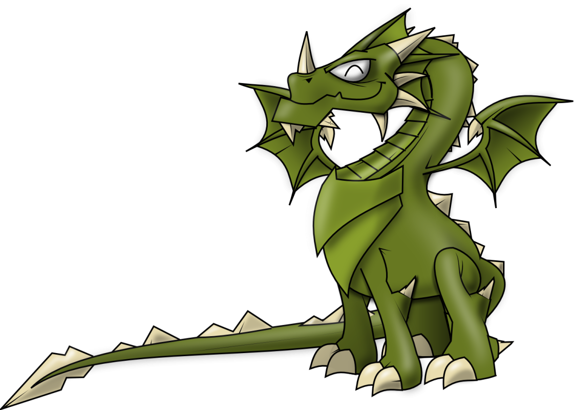 a drawing of a green dragon