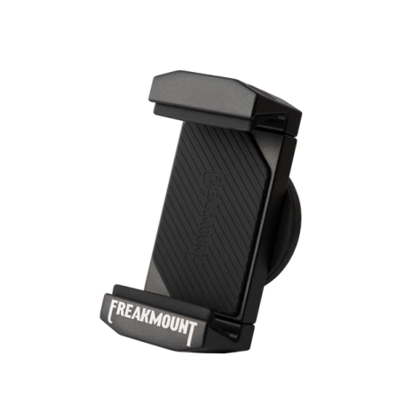 a black phone holder on a white background