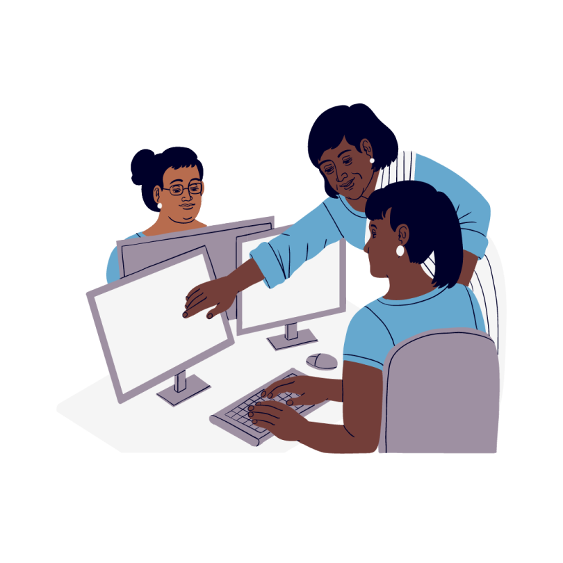 two people working on a computer
