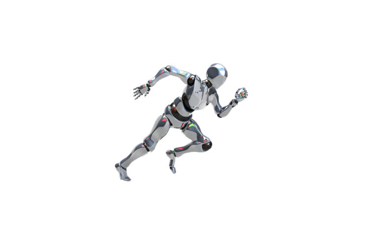 a robot running on a white background