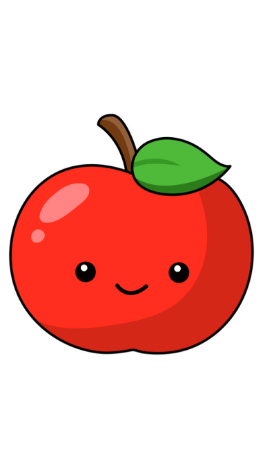 a red apple with a green leaf on top