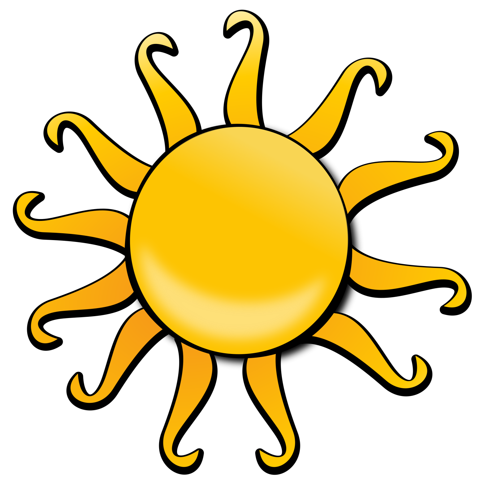 a yellow sun on white background