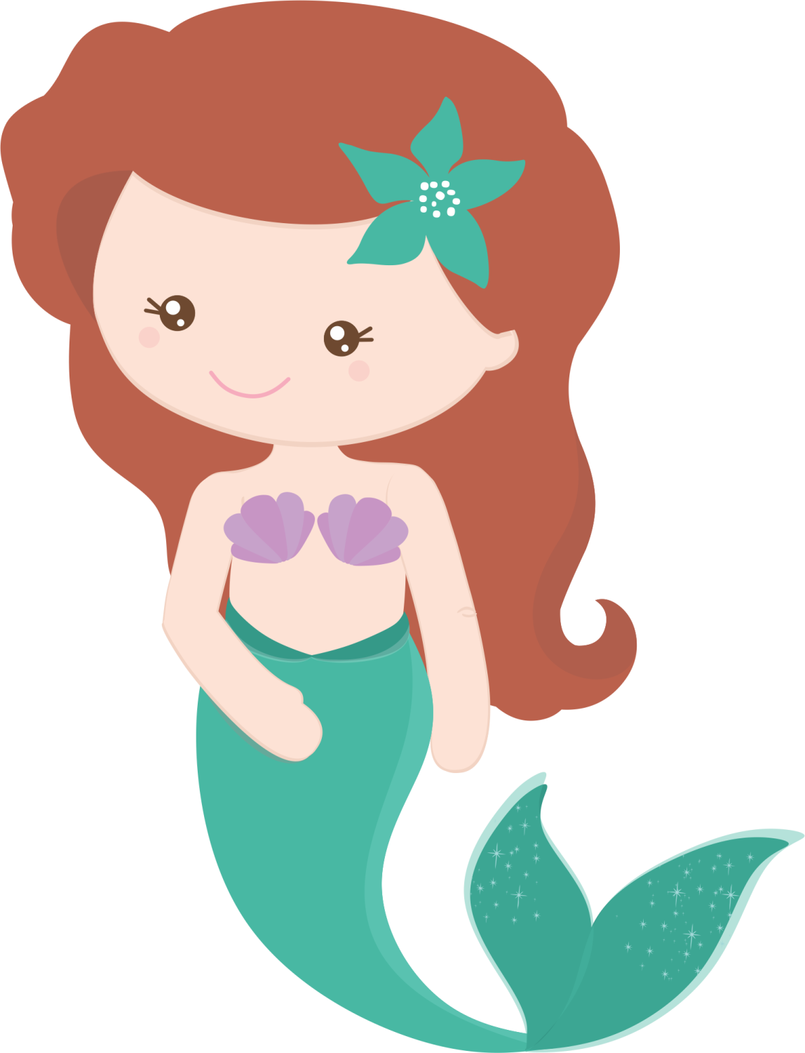 a little mermaid with red hair and a green tail