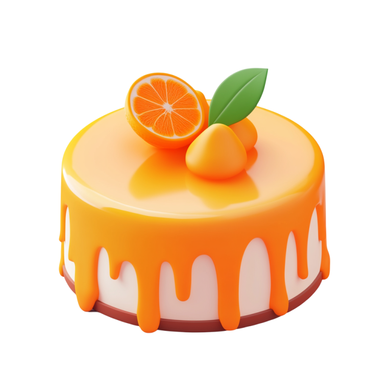 an orange cake with a slice of orange on top