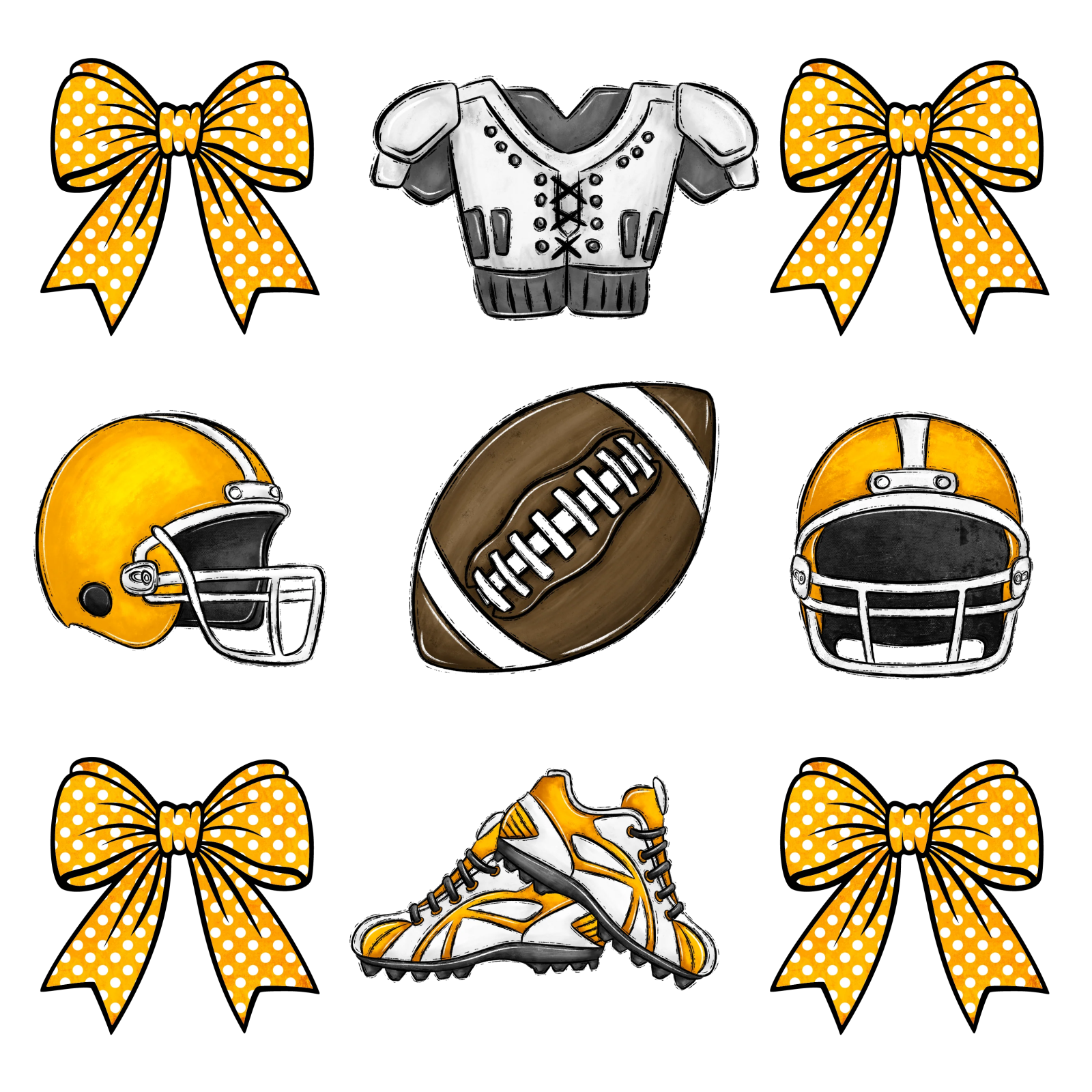 a set of different sports themed items