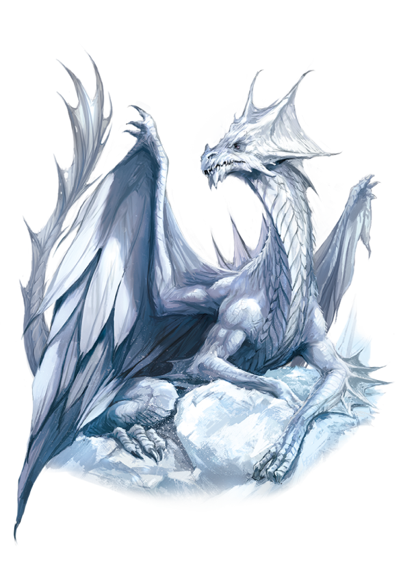 a white dragon sitting on top of a rock
