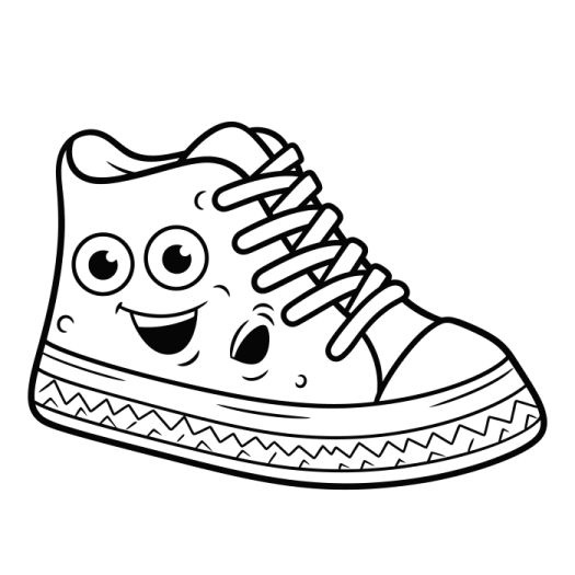 a black and white drawing of a shoe