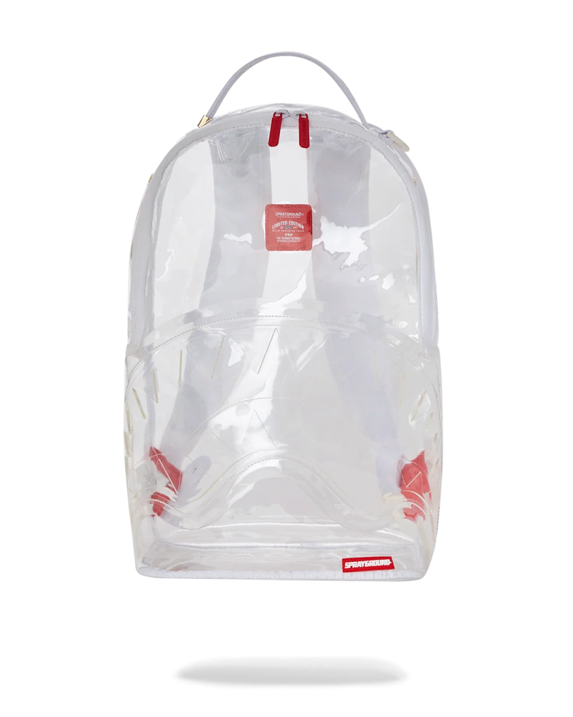 a clear backpack on a white background