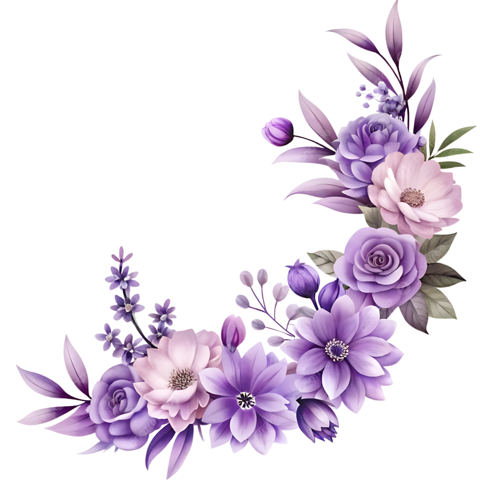 purple flowers on a white background