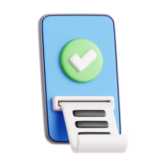 a blue and white device with a green button on it