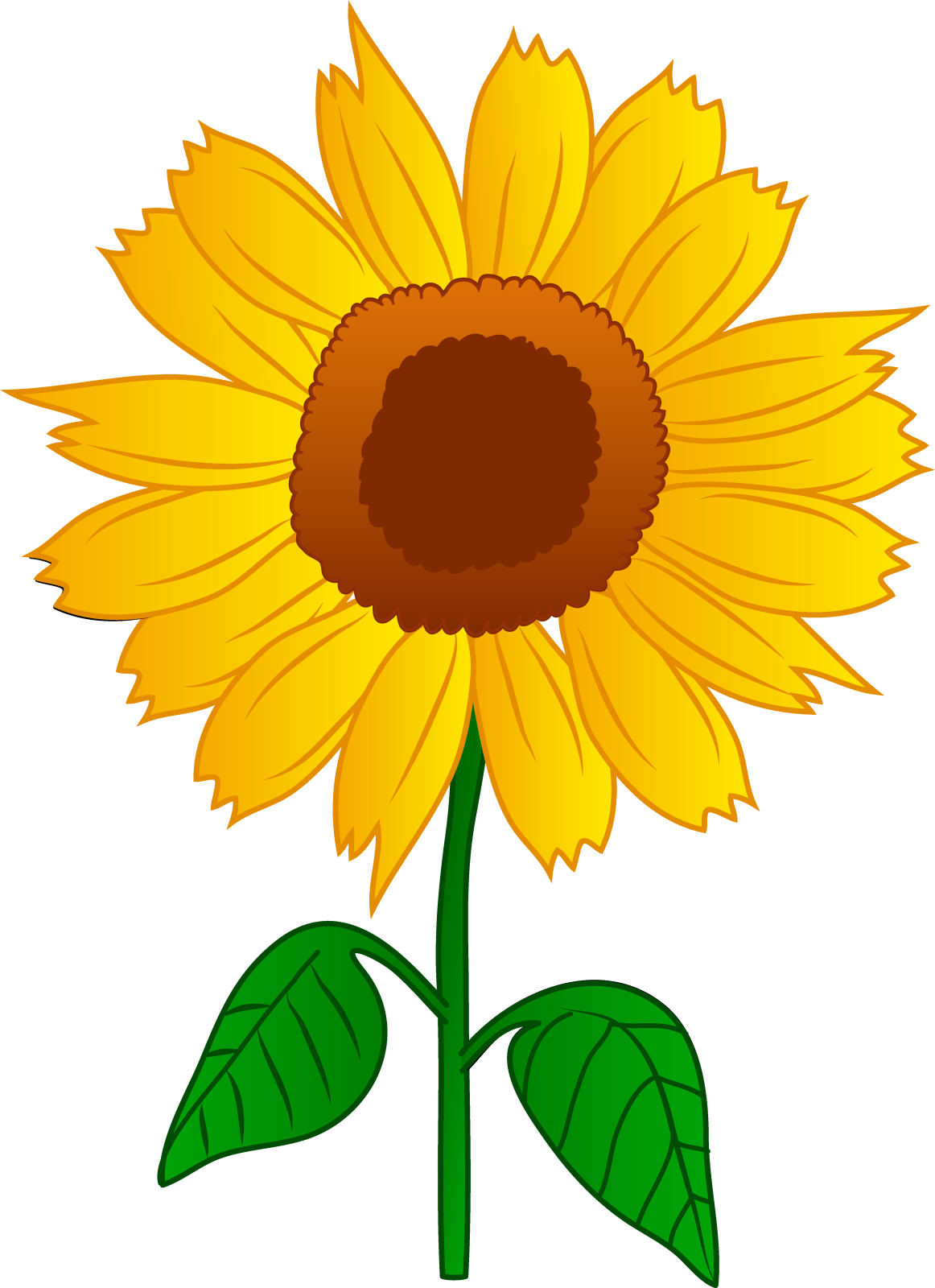 a sunflower with green leaves