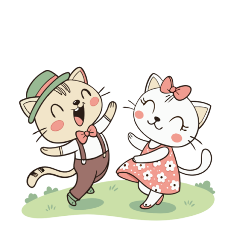 two cats dancing in the grass