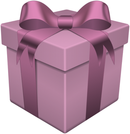 a pink gift box with a bow