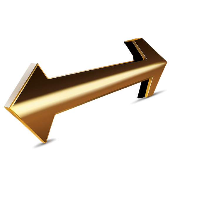 a gold arrow on a white background
